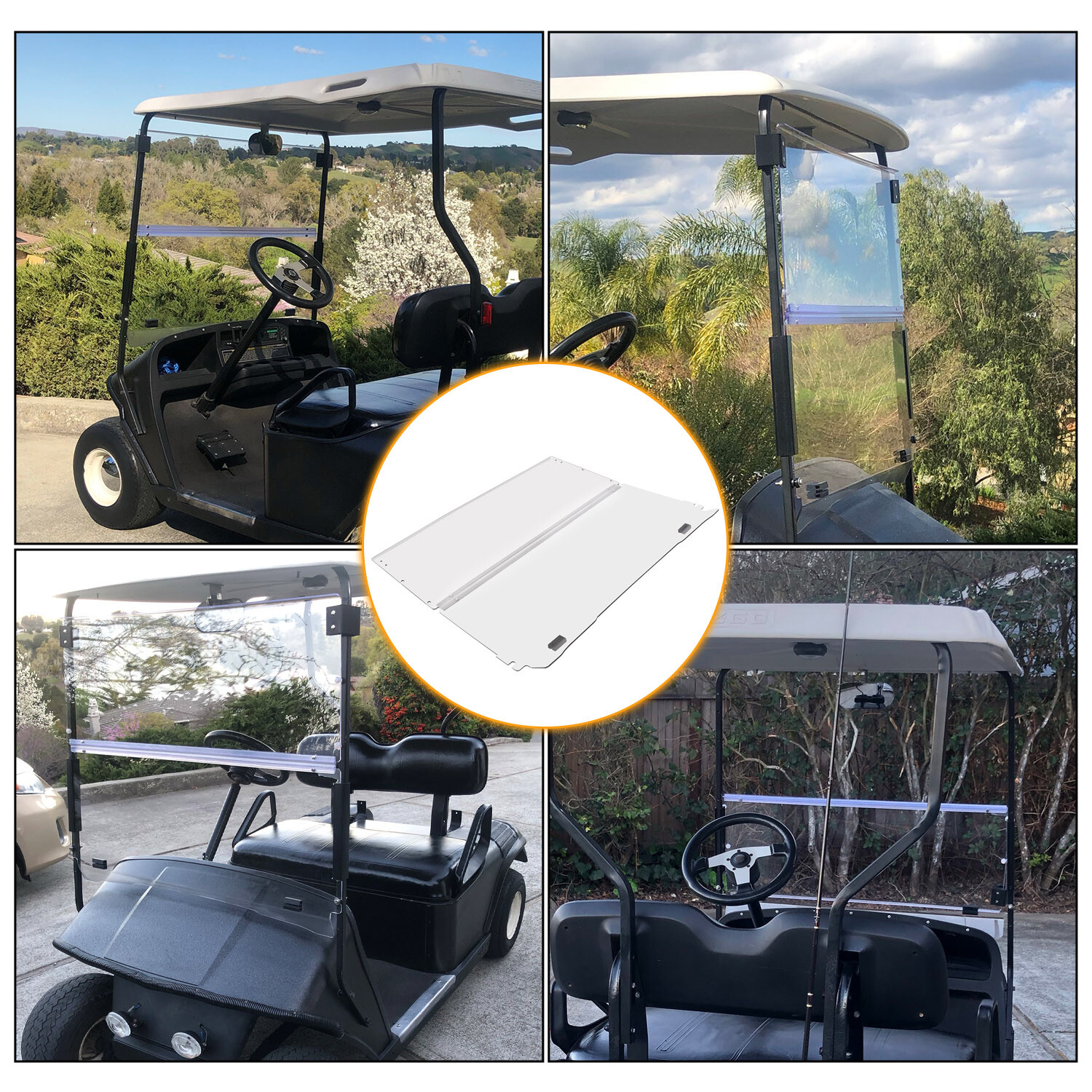 Folding Clear Golf Cart Windshield Windscreen For EZGO TXT & Medalist 94-13 14