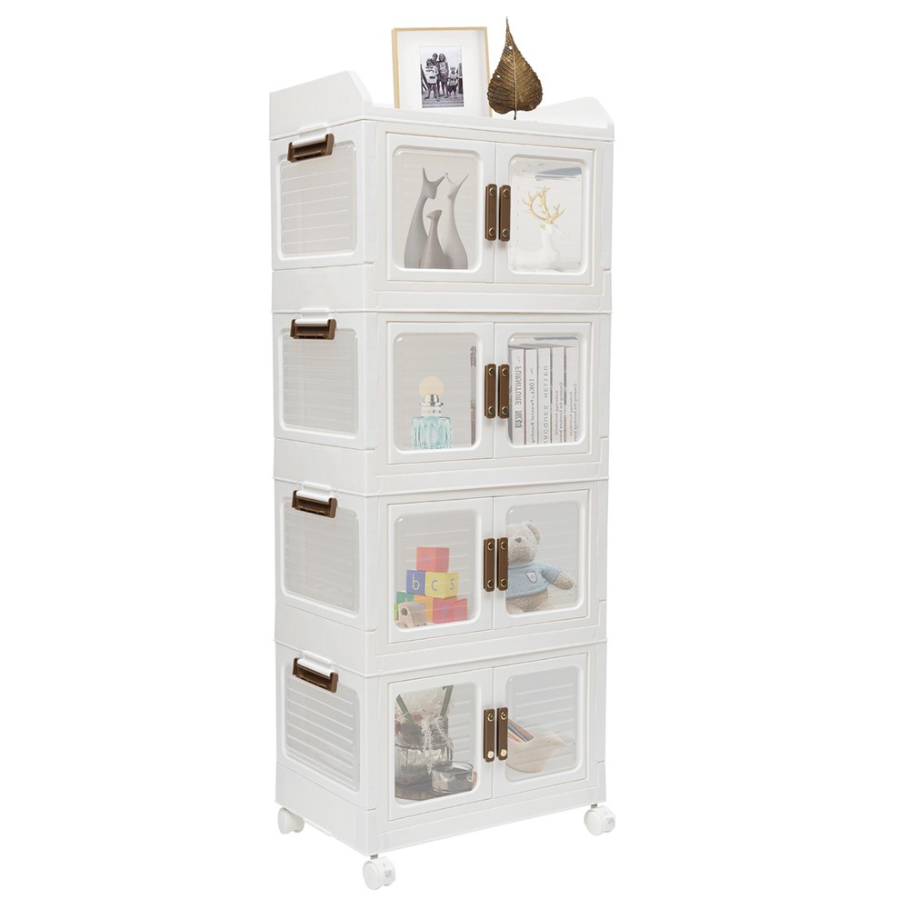 Plastic Collapsible Storage Bins with Lids & Wheels Stackable Closet Organizers