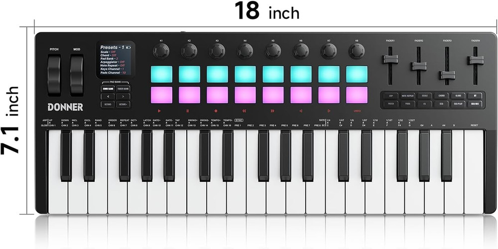 STARRYKEY-37 PLAY MIDI Keyboard Controller, 37 Key Portable MIDI Controller with