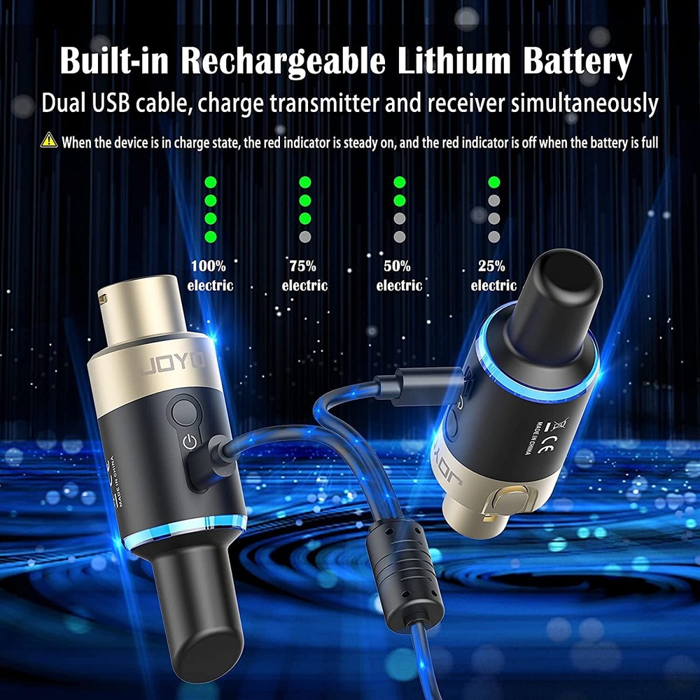 JOYO 5.8GHz Microphone Wireless System Transmitter & Receiver 4 Channels Dynamic