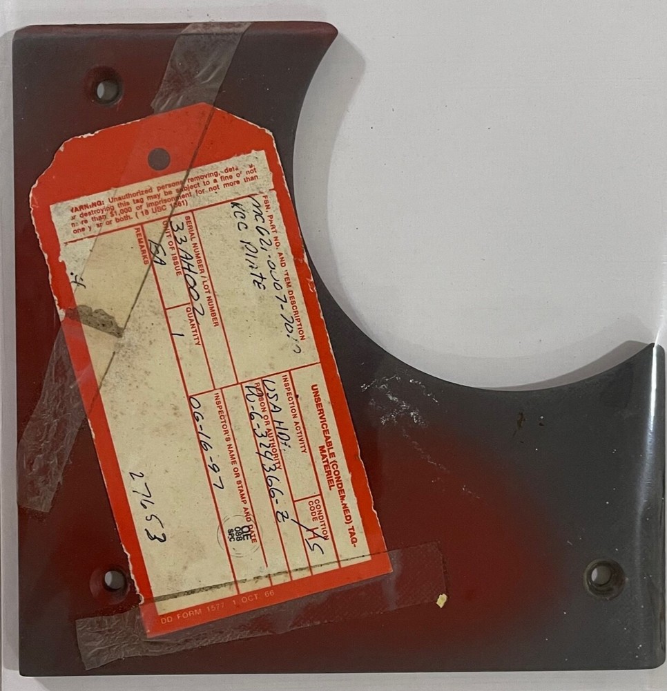 KCC PLATE OBSOLETE SPACE SHUTTLE PROGRAM RED PAINT SCRAPPED & ORIGINAL RED TAG