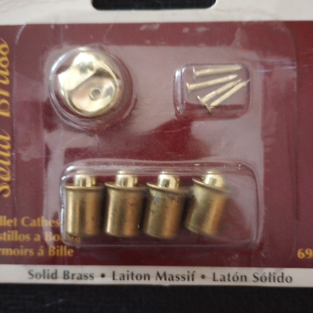 Brainerd Solid Brass Bullet Cabinet Catches #698XC, NOS