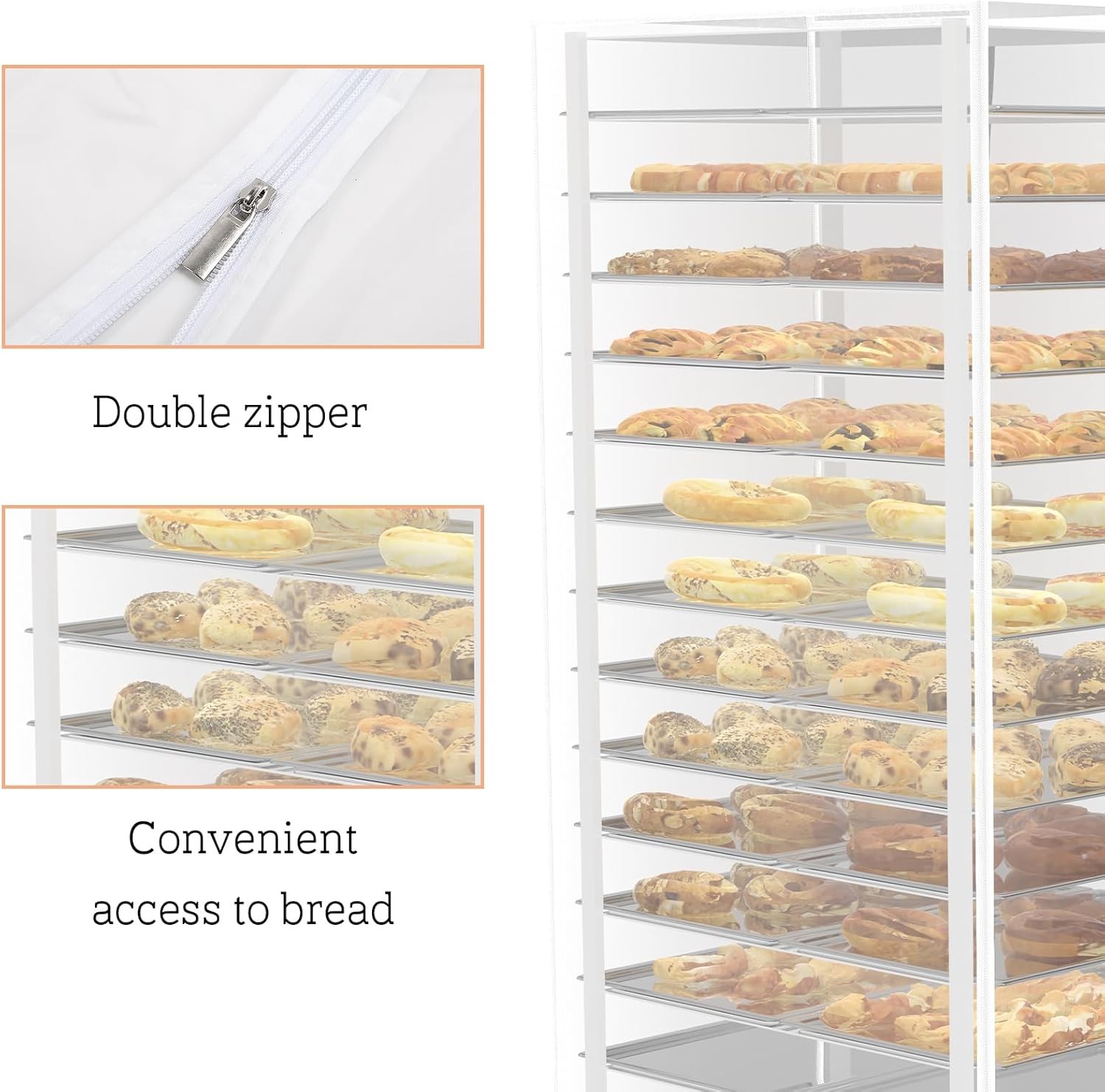 Bakers Rack Cover, Bread Racks Covers for Pantry, Clear PEVA 20tier Sheet Pan Ra