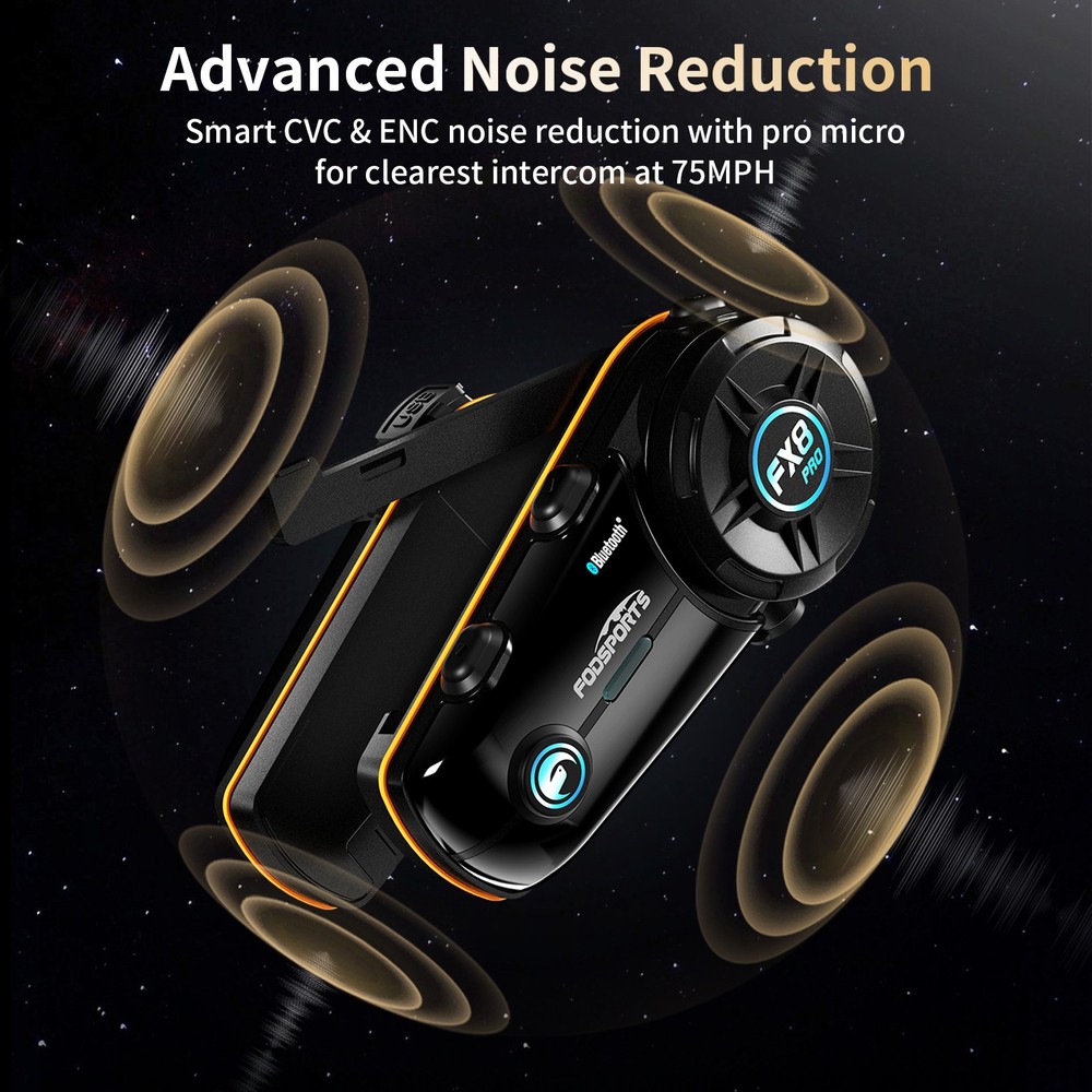 2X FX8 PRO Motorcycle Intercom Helmets Bluetooth Headset Quick Pairing 3 Sounds