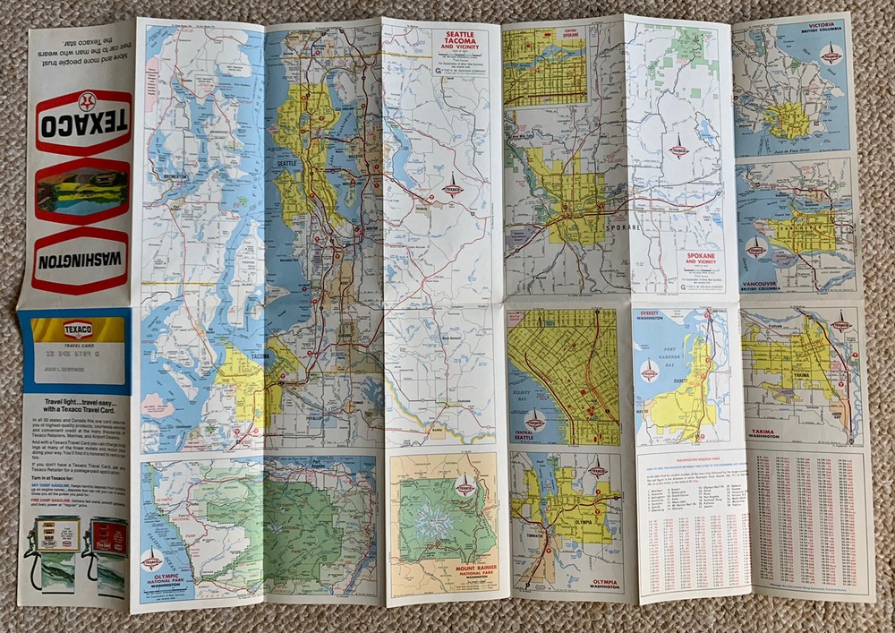 Vintage 1970 Washinton State Texaco Map