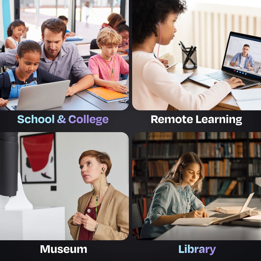 100x Multipack | Bulk Earbuds with Microphone, for Schools, Classroom, Librar...