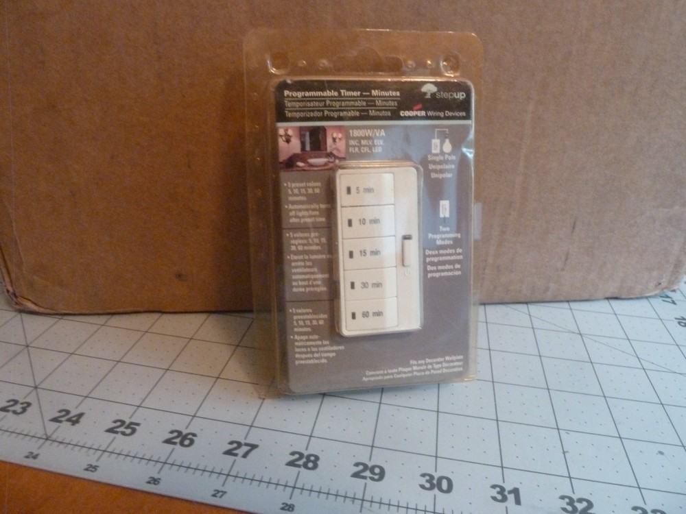 Cooper Wiring Devices PT18H-PTA Programmable Timer - 5 Presets - 1 Pole - WHITE