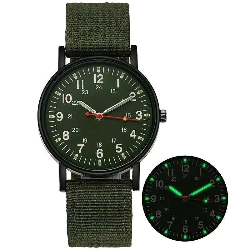 Military Watch Army Durable Water Proof Luminous 24Hours Dial Nylon Strap USA
