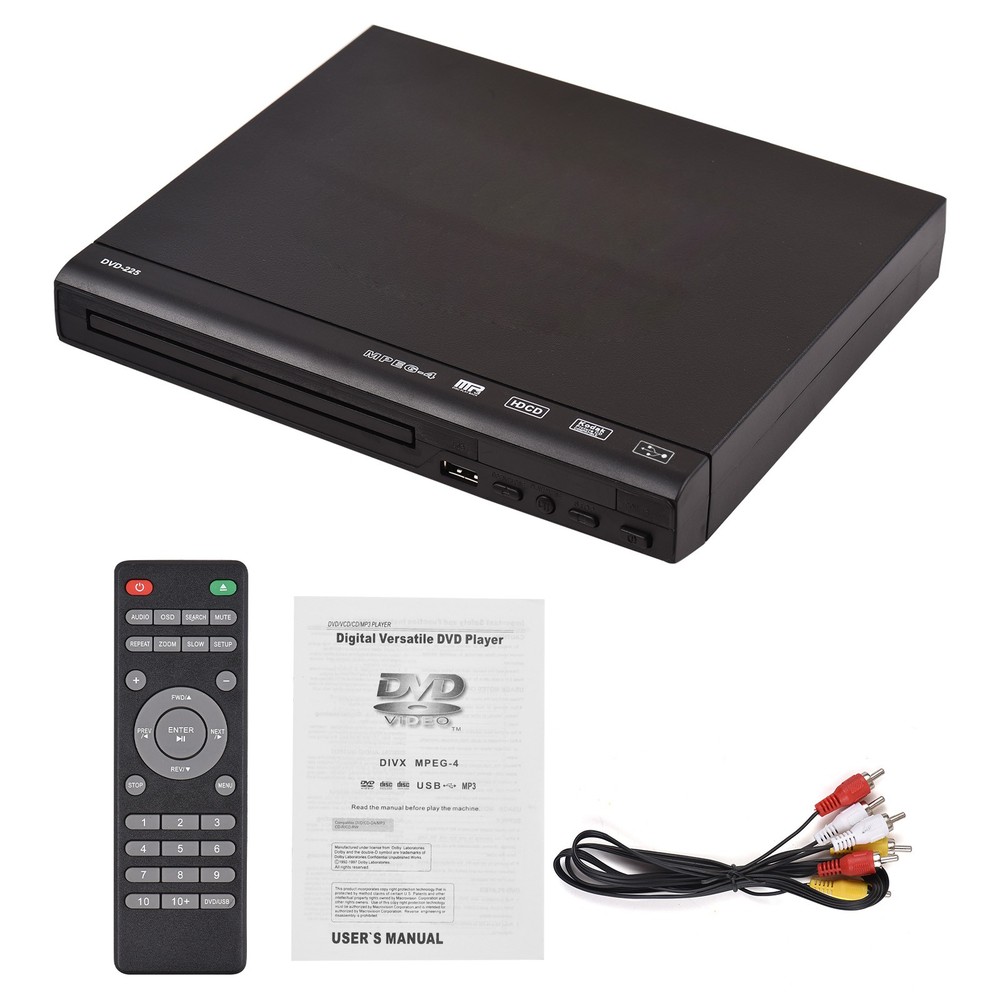 Universal Voltage DVD Player with Remote Control AV Cable Full Accessory Set