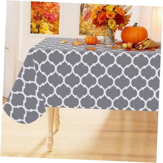 Rectangle Table Cloth, Waterproof Vinyl 84" x 60" (Rectangular) Grey