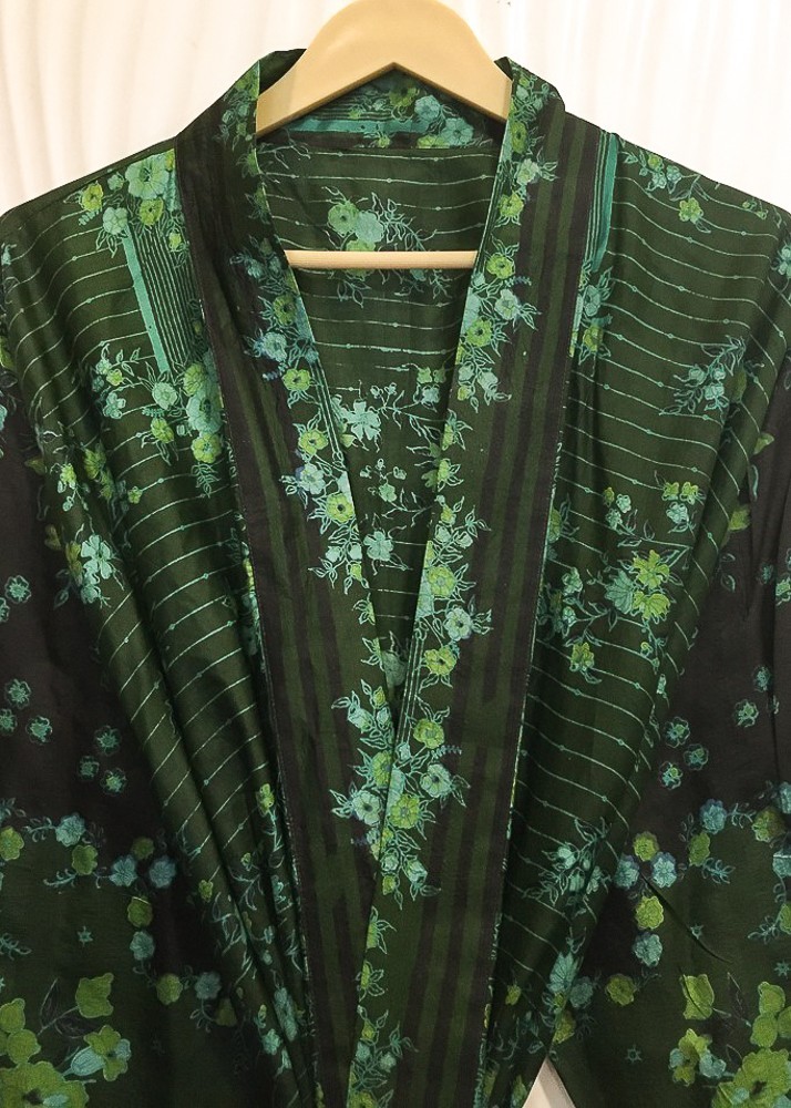 Pure Silk Green & Black kimono Long Robe Gown Girl's Woman Silk Kimono KMO5584