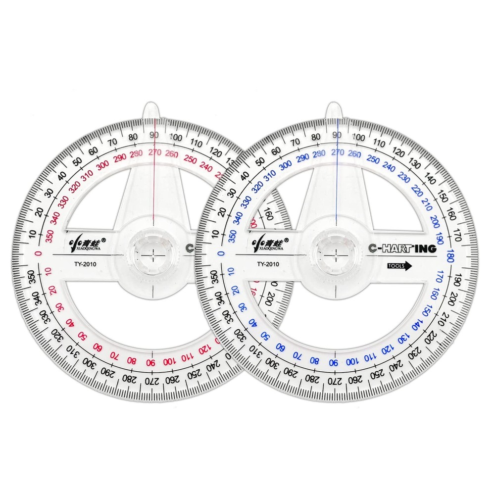 360° Protractor Pack of 2 Protactors Plastic Protractor Math Protractors Clea...