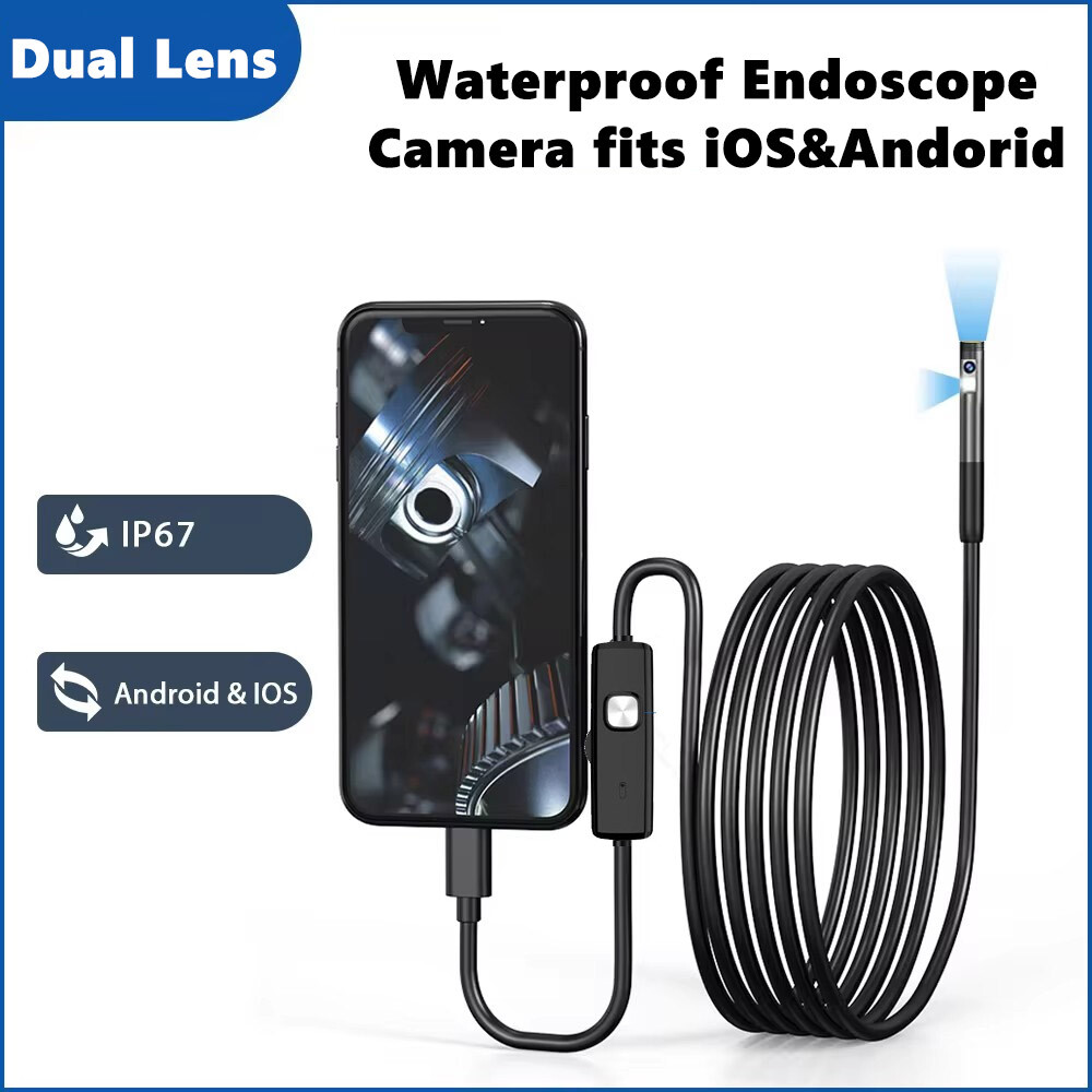 2MP Single/Dual Lens Waterproof Endoscope Camera Borescope for Iphone Android US