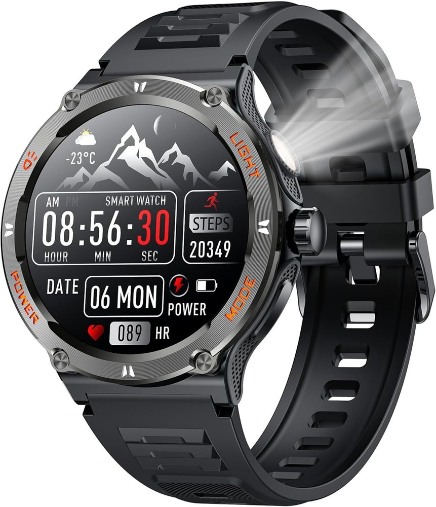 Smartwatch Men 1.53" Round Touchscreen Waterproof Compatible with Android & iOS