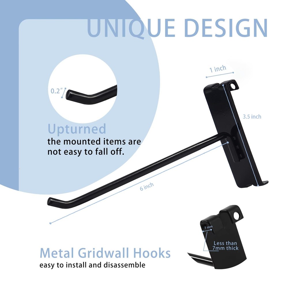 Gridwall Hooks 6 Inch50PC Display Hooks for Grid Wall Hooks for Grid Wall Pan...