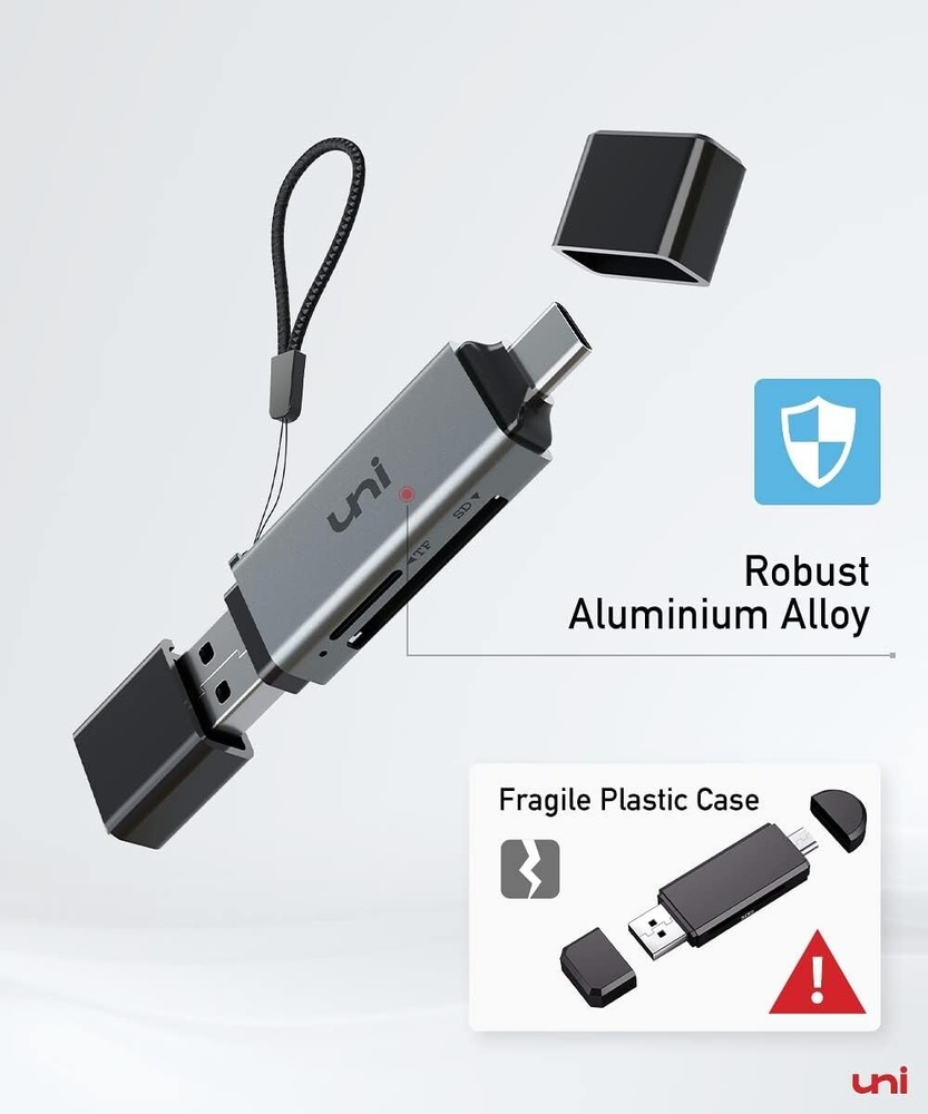uni USB 3.0/USB C to Micro SD Memory Card Adapter for SD/Micro SD/SDHC/SDXC/MMC