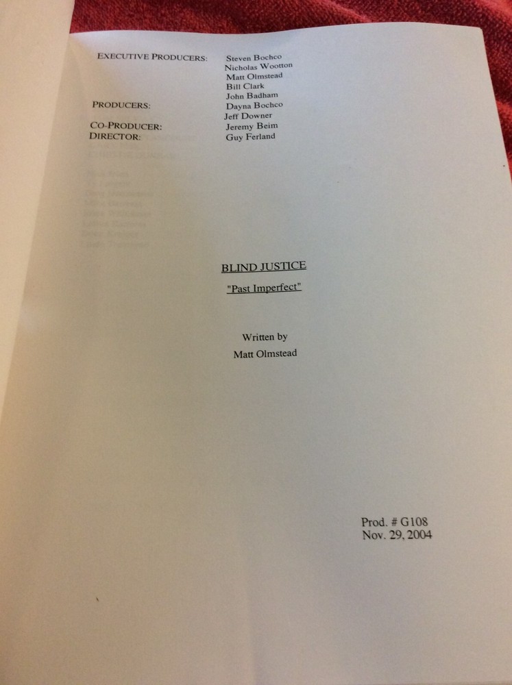 ORIGINAL SCRIPT BLIND JUSTICE PAST IMPERFECT STEVEN BOCHCO RON ELDARD NICHOLS