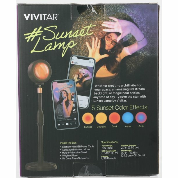 Vivitar #Sunset Lamp USB Powered Spotlight with Five Sunset Color Effects