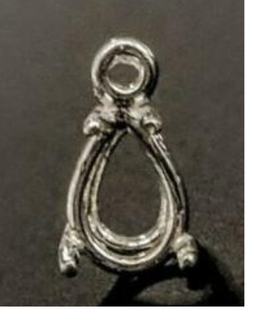 Pear Shape Cast Wire Dangle Pendant - Component - Sterling Silver 925 - 9pcs