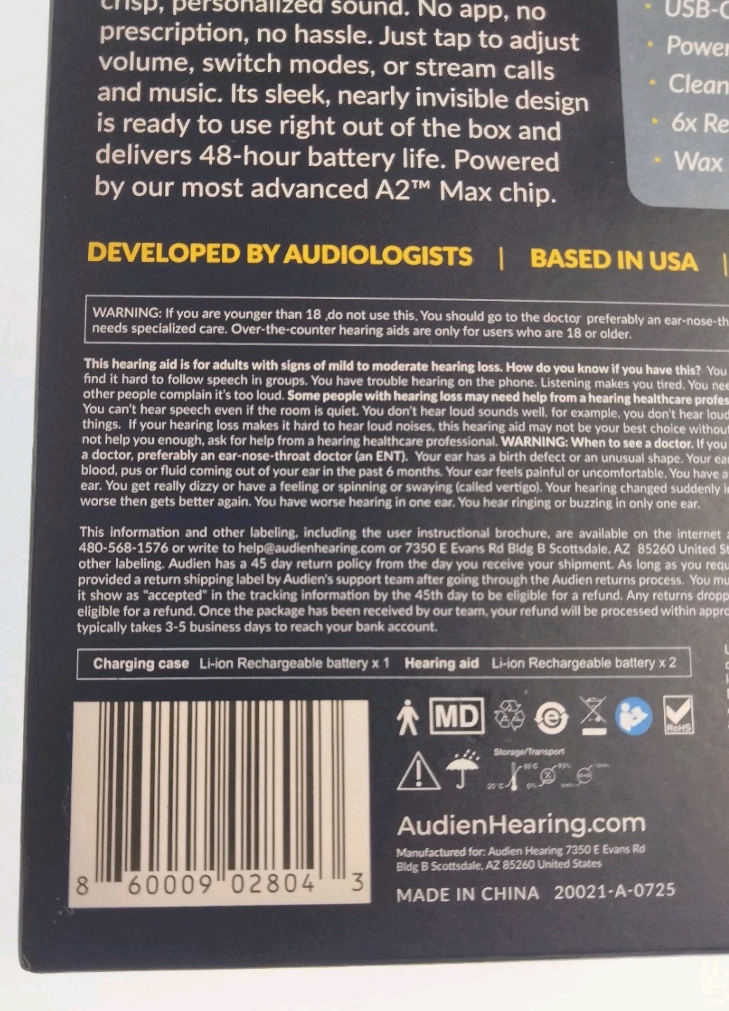 🔥 Audien ATOM X Wireless Rechargeable OTC Hearing Aid TOUCH SCREEN NEWEST MODEL