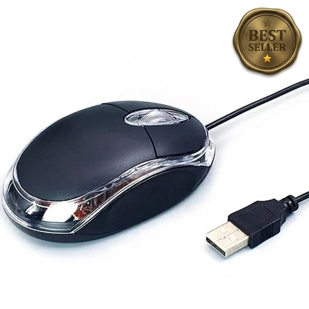 Wired USB Optical Mouse for PC, Laptop, Computer, Scroll Wheel, LED NEW