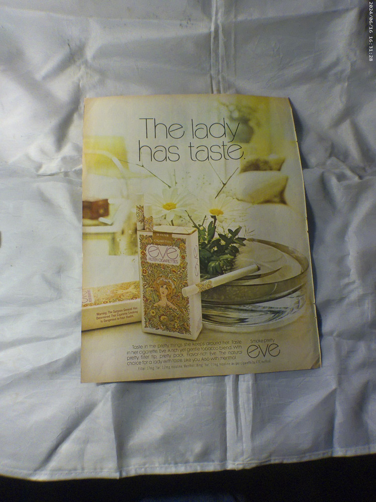 1971 Eve Cigarettes Print Ad 10" x 13"