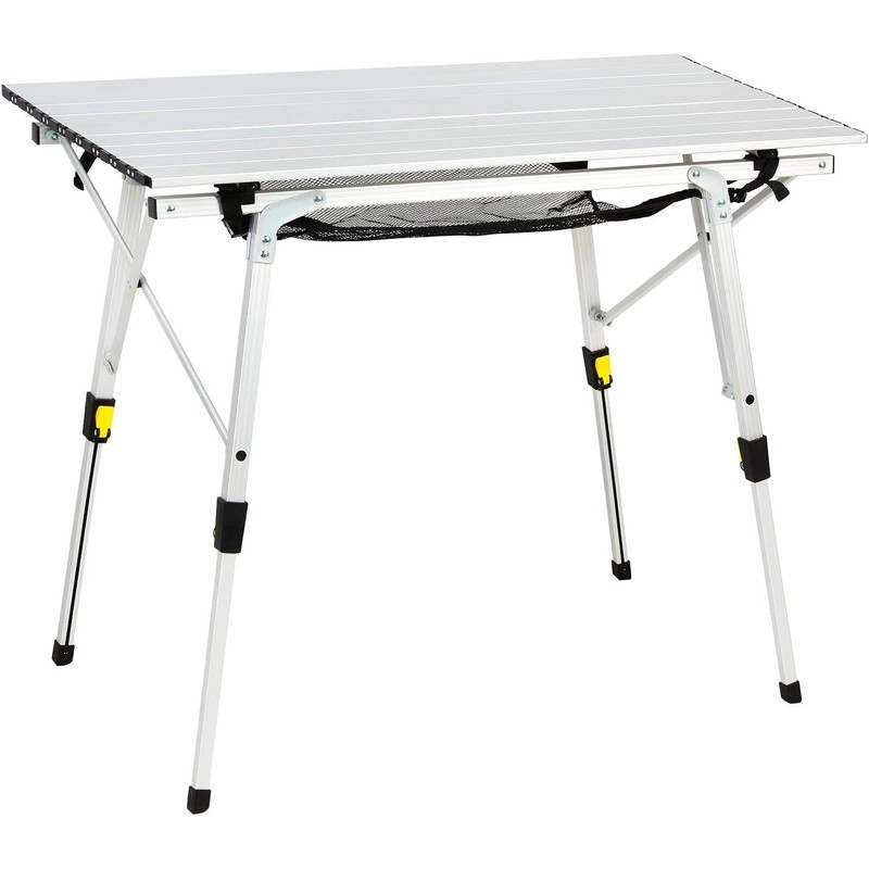 Adjustable Folding Camping Table W/ Storage Mesh Quick Setup Telescoping Legs US