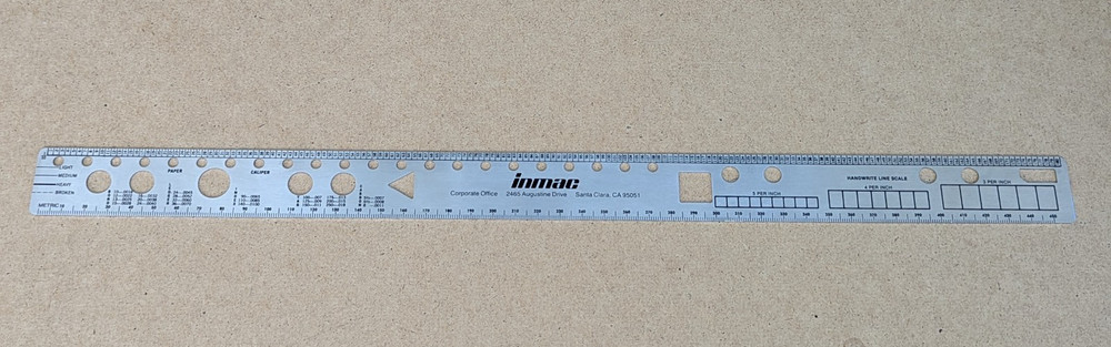 Vintage Inmac 18" Etched Data Processing Form Ruler Computer Layout Punch Cards