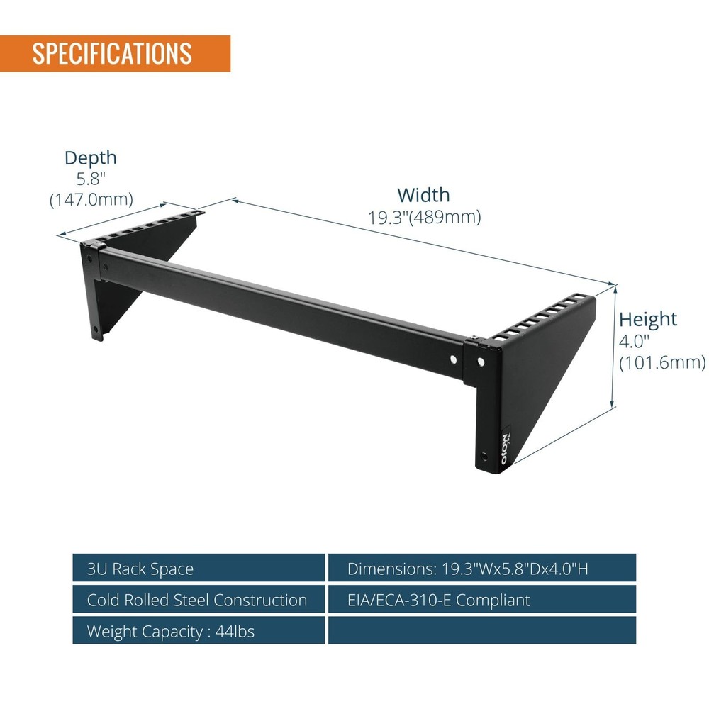 3U Vertical Wall Mount Rack Bracket for 19" Rack Mount Network Server