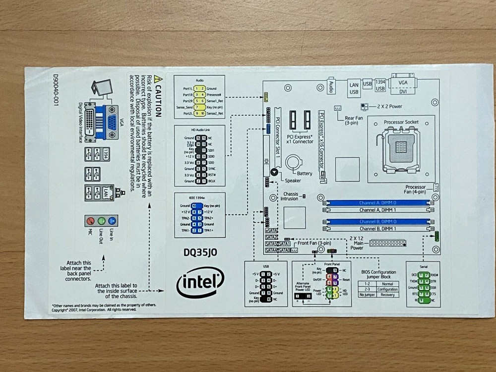 Intel Desktop Board BQ35J0 Reference Guides and Drivers & Software DVD & Floppy