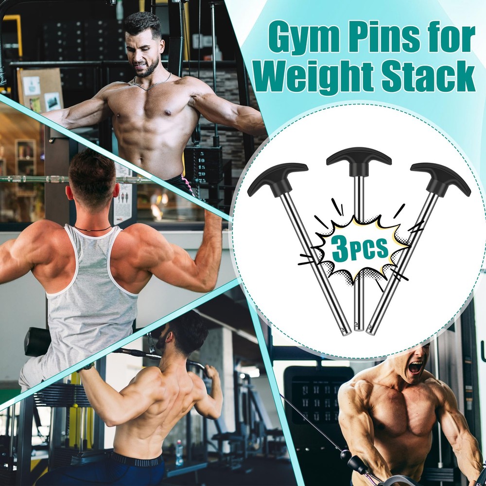 3PCS Weight Stack Pins, 6 " Locking Space Gym Pin Weight Stack for Lifting Ma...