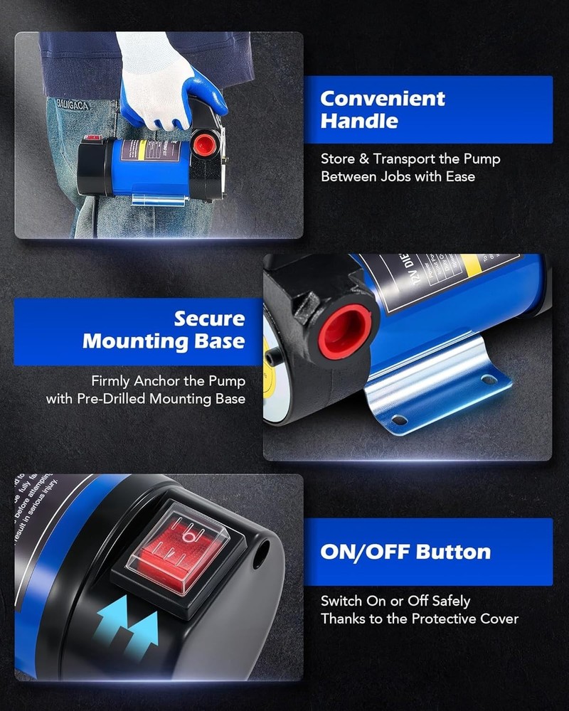 Compact Diesel Transfer Pump with Hoses & Adjustable Flow Control - 11.9 GPM