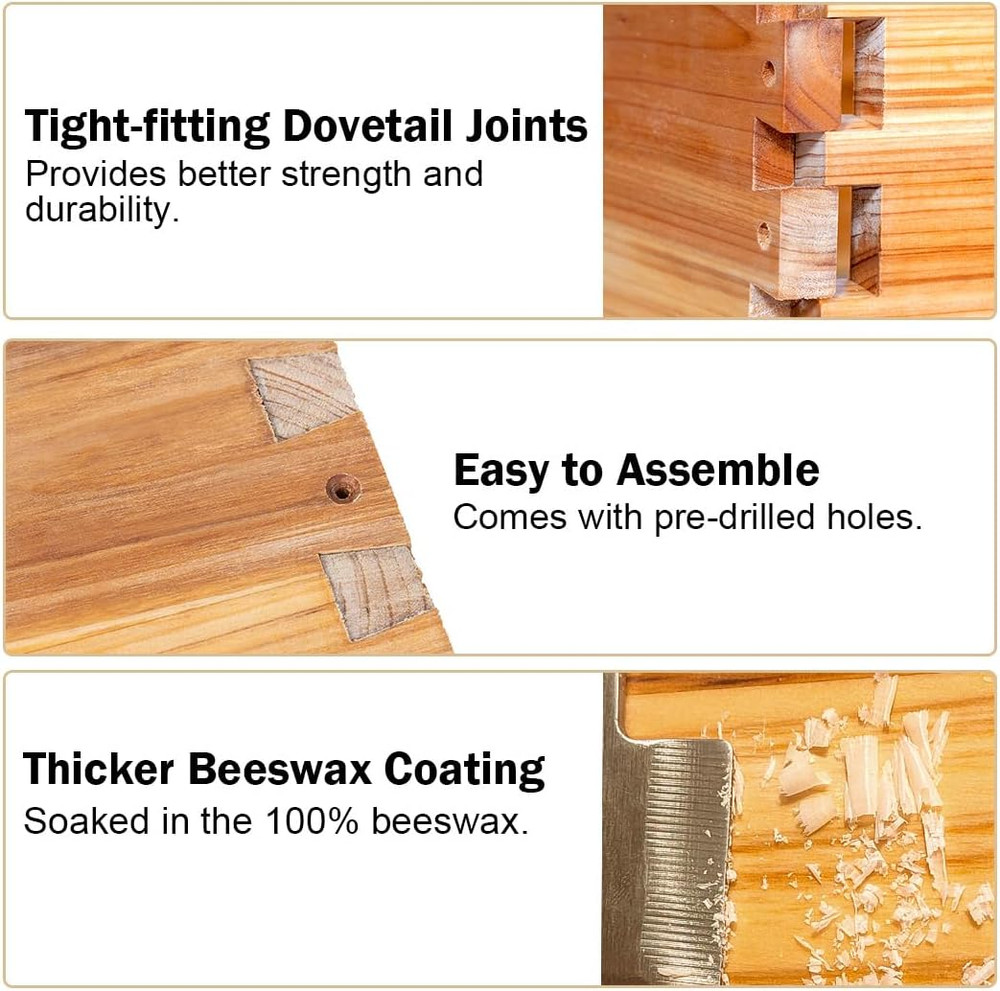 10-Frame Medium Super Bee Hive Box with Beeswax Dipped Frames (Unassembled)