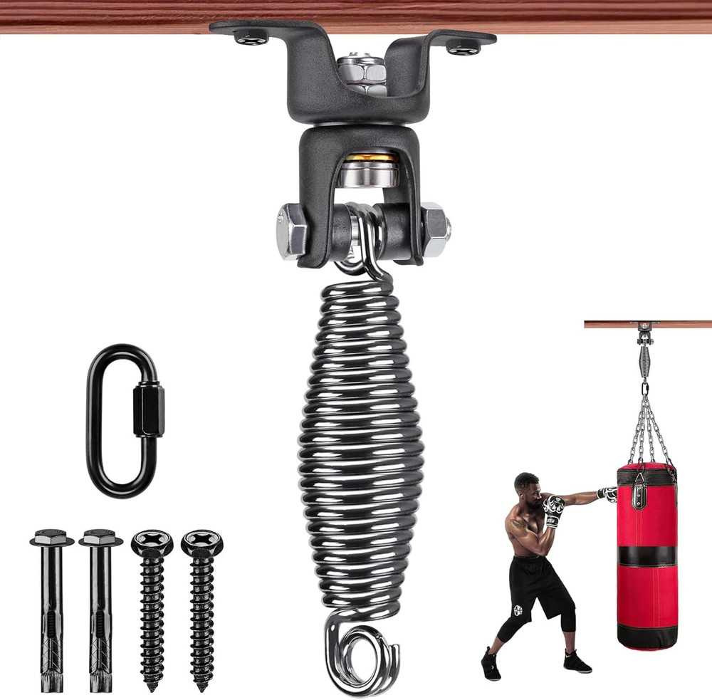 Heavy Bag Ceiling Mount with Spring & Chains 360° Rotation Punching Bag Ceiling