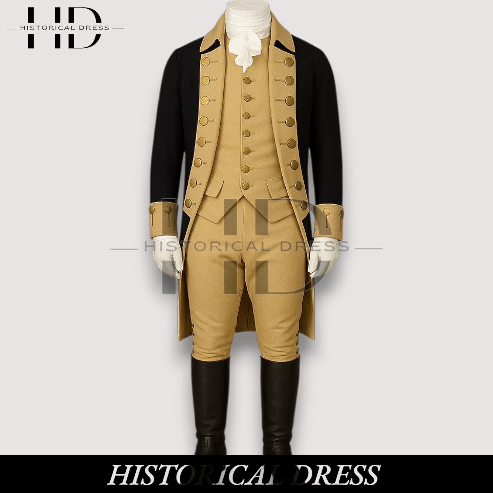 18th Century Officer Coat Revolutionary War Uniform Blue Wool Colonial Costume