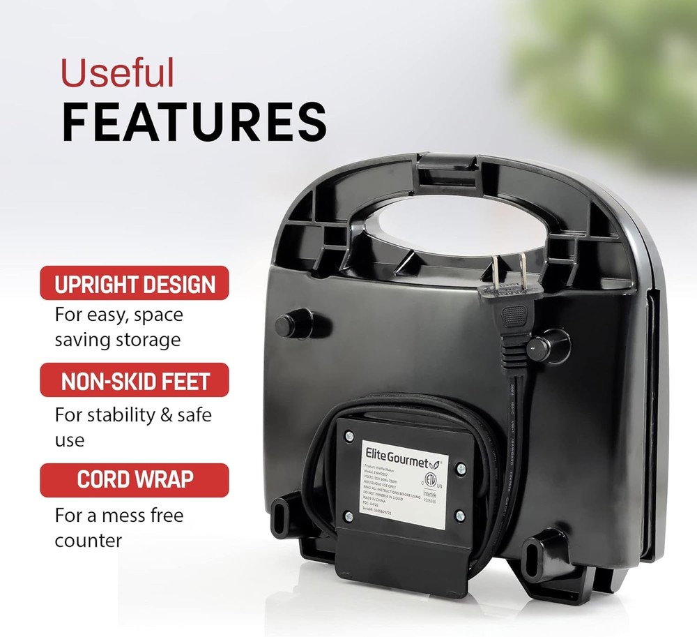 Maxi Matic Electric Nonstick Belgian Waffle Iron Snack Maker Machine Breakfast