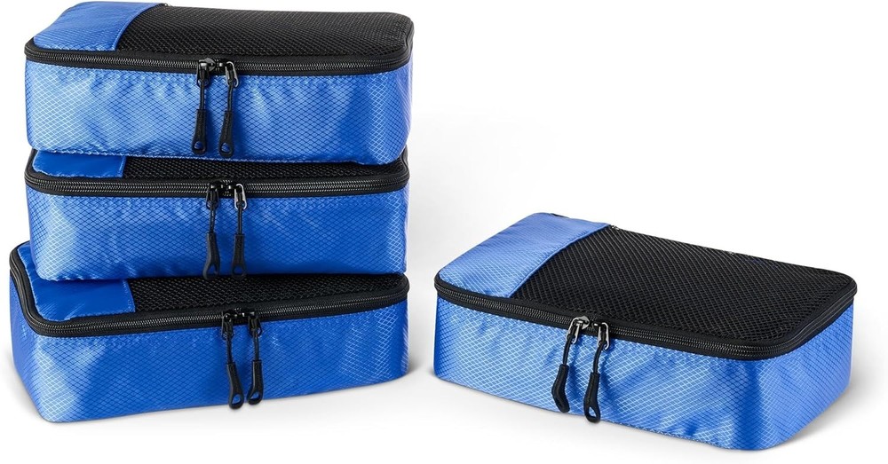 Amazon Basics Medium Packing Travel Organizer Packing Cube Set Blue 4 Piece Set