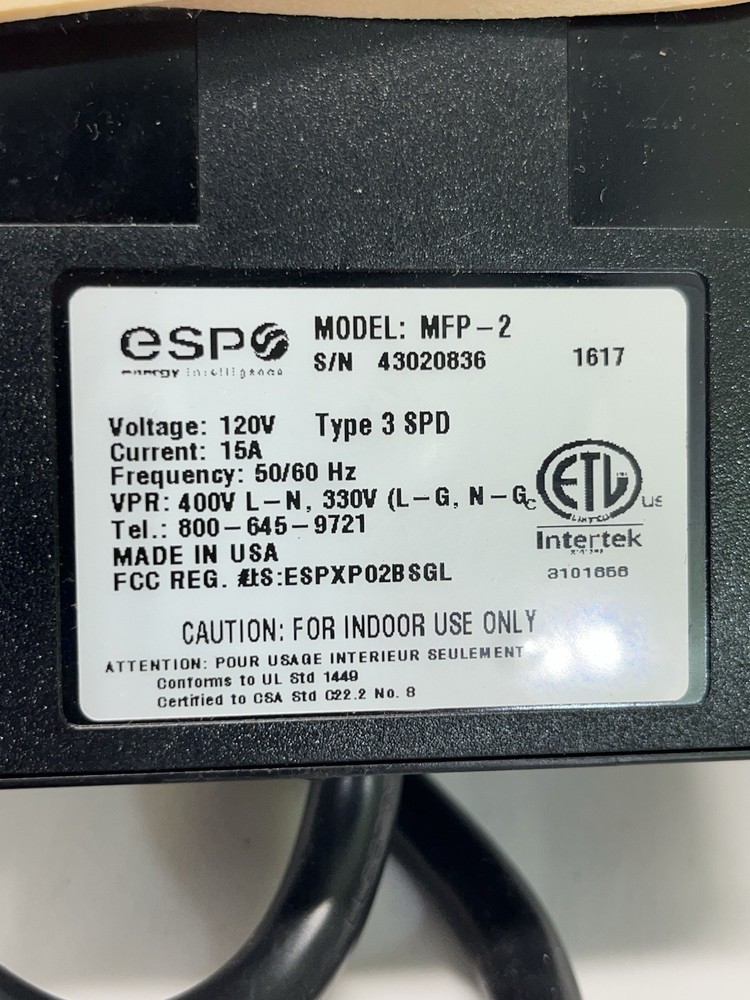 INTERTEK ESP DIGITAL QC AC POWER LINE FILTER SURGE PROTECTOR MFP-2 PREOWNED