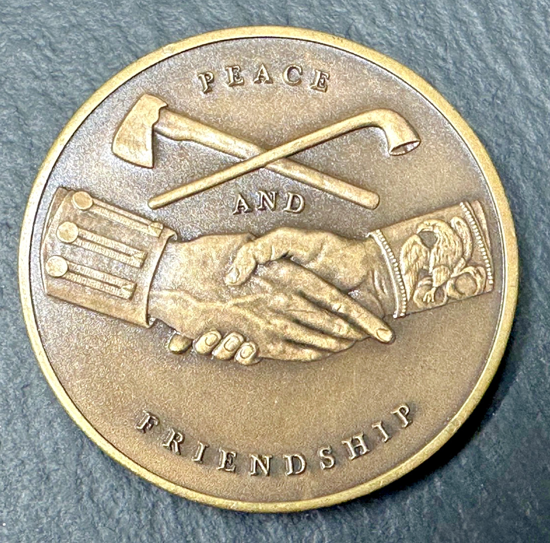 VERY RARE 2003 SACAJAWEA 1.5" MACO BRONZE PEACE MEDAL & MONTANA SUEDE POUCH M871