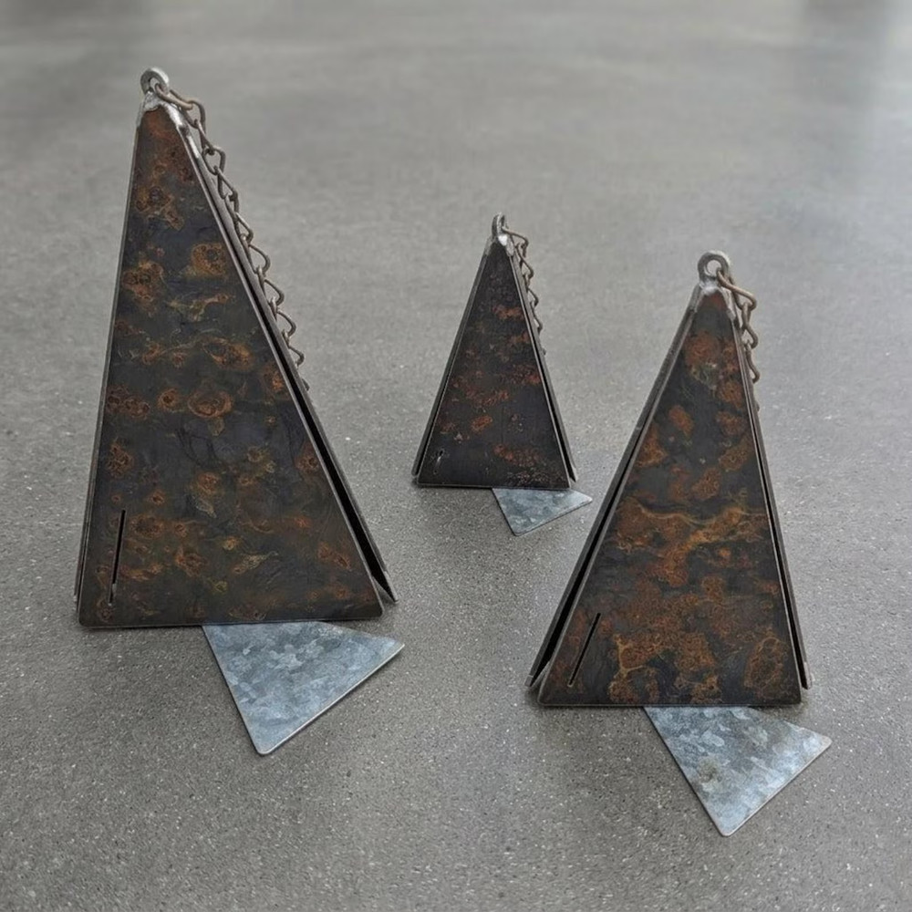 Rustic Steel Pyramid Wind Chimes - Single Chime