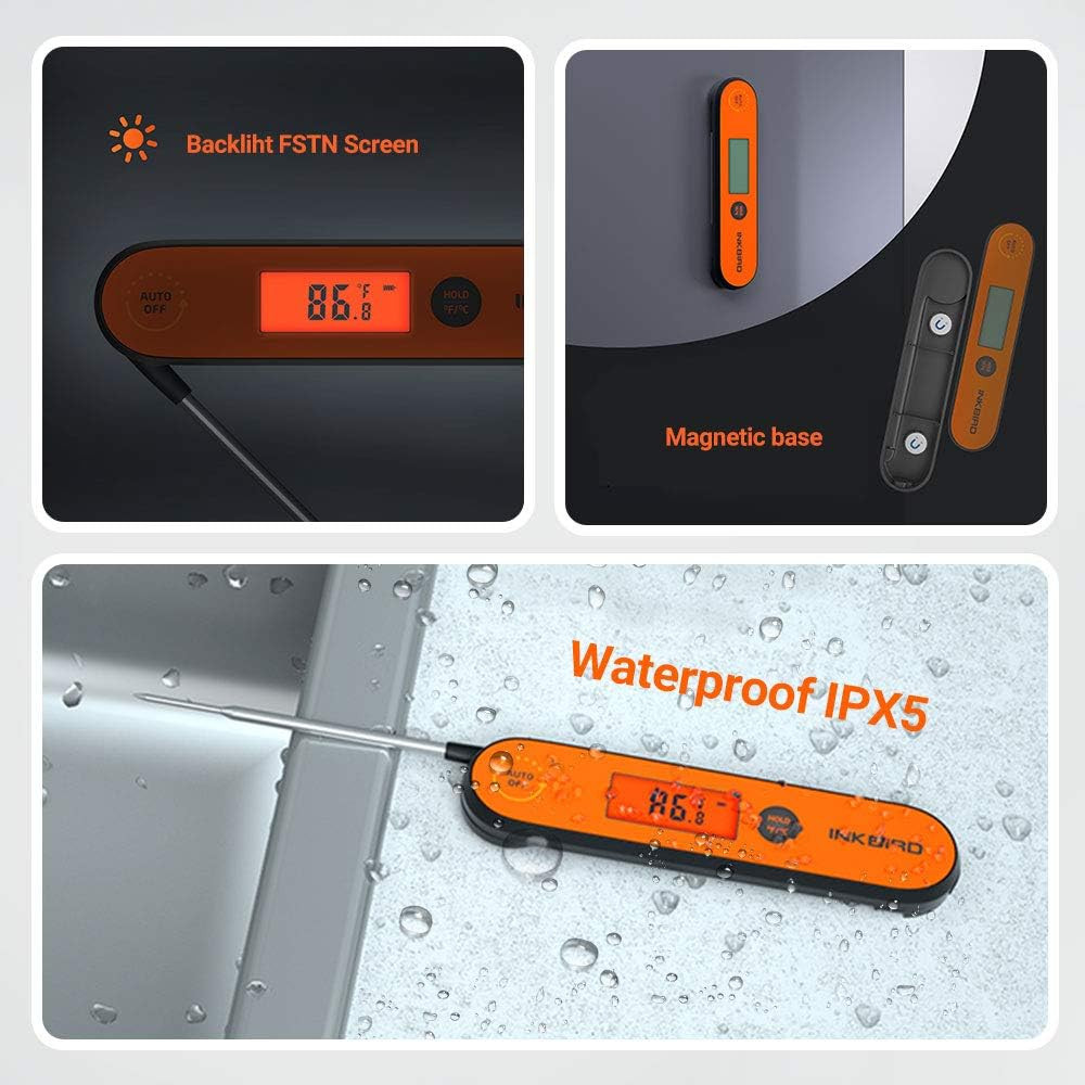 Instant Read Waterproof Meat Thermometer with Backlight & Magnet