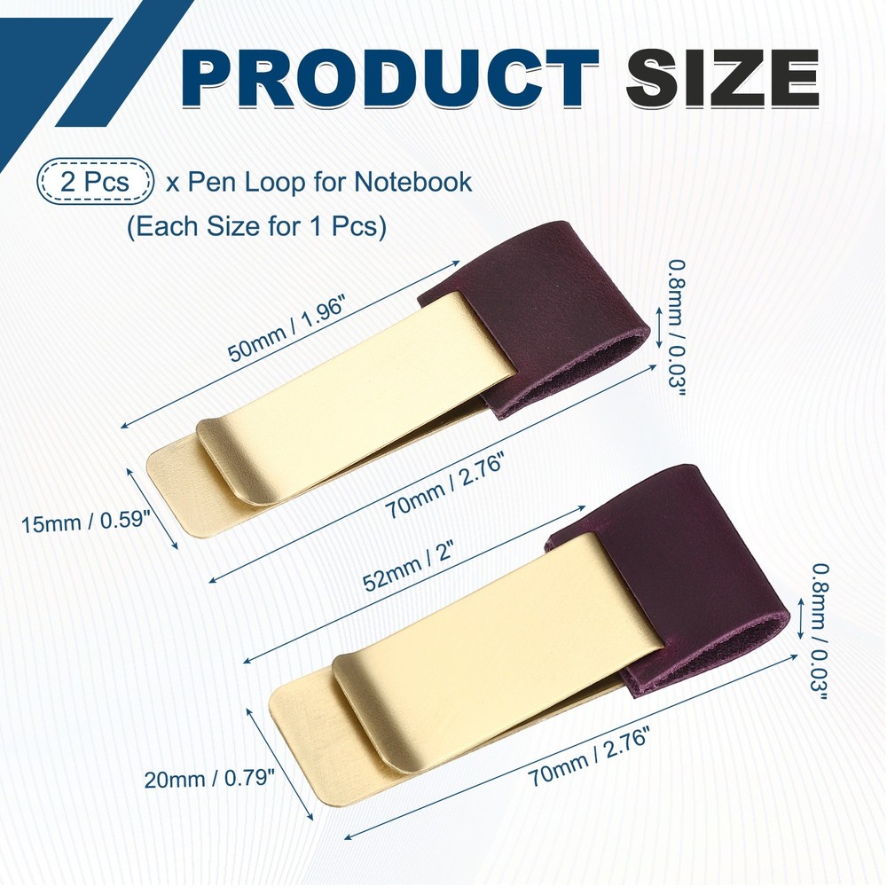 2Pcs Pen Loop for Notebook, Brass Retro, Purple/Brass