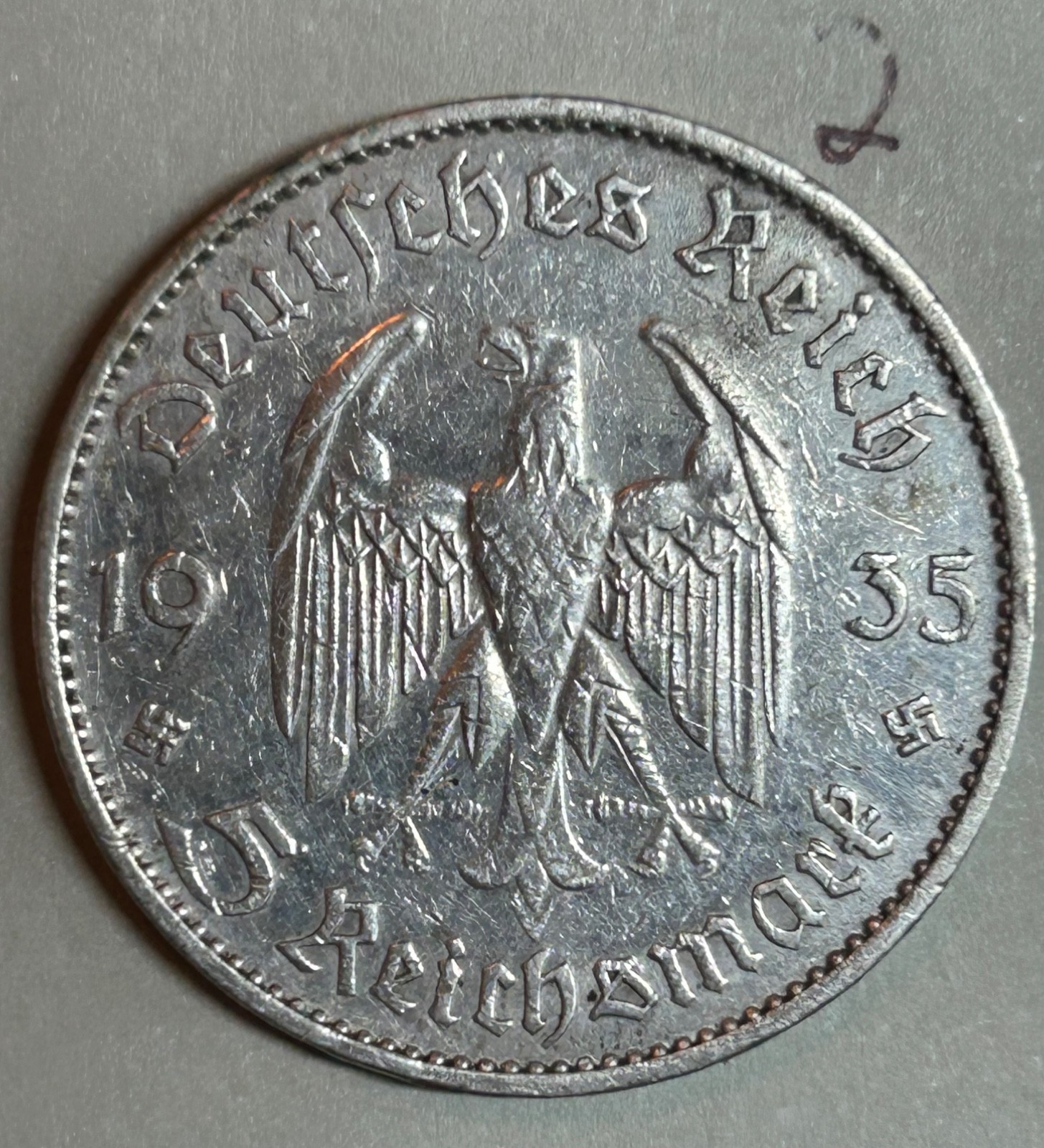 Lot of 4 WWII 5 Mark German Silver Coin Potsdam Reichsmark Fineness .900