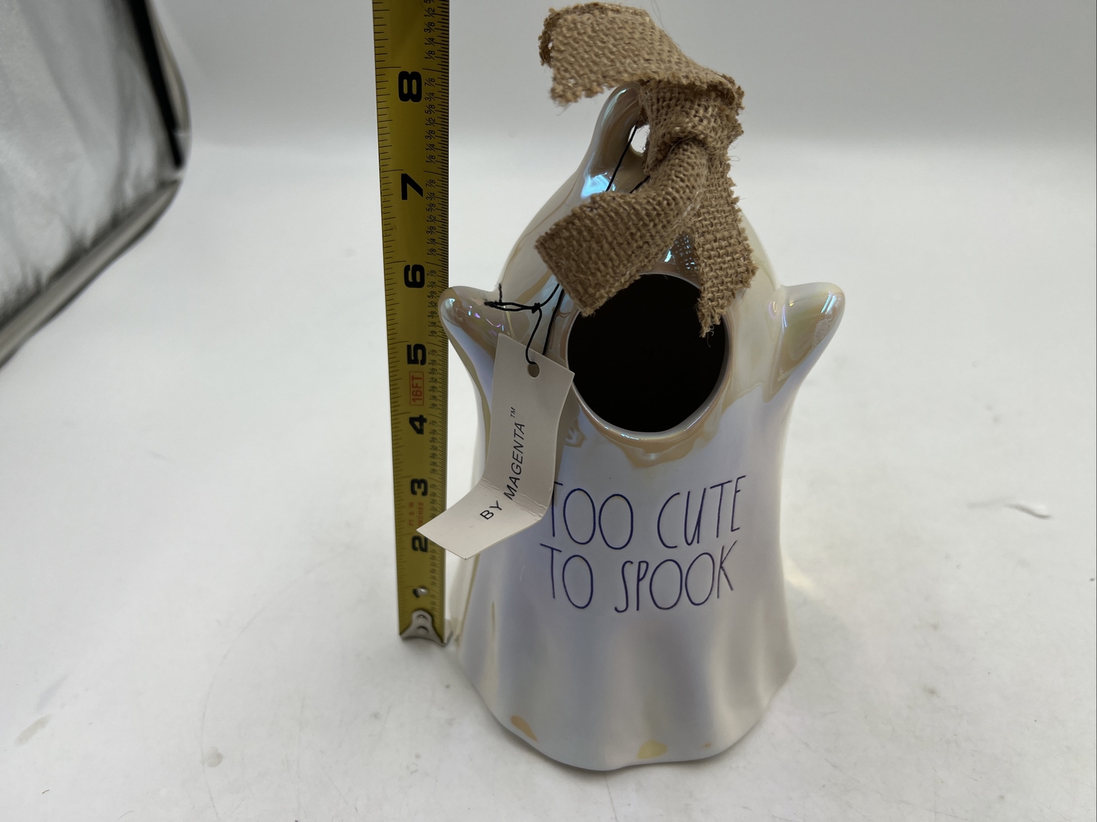 Rae Dunn Ceramic 9in Iridescent Ghost Too Cute to Spook Birdhouse AA01B15030