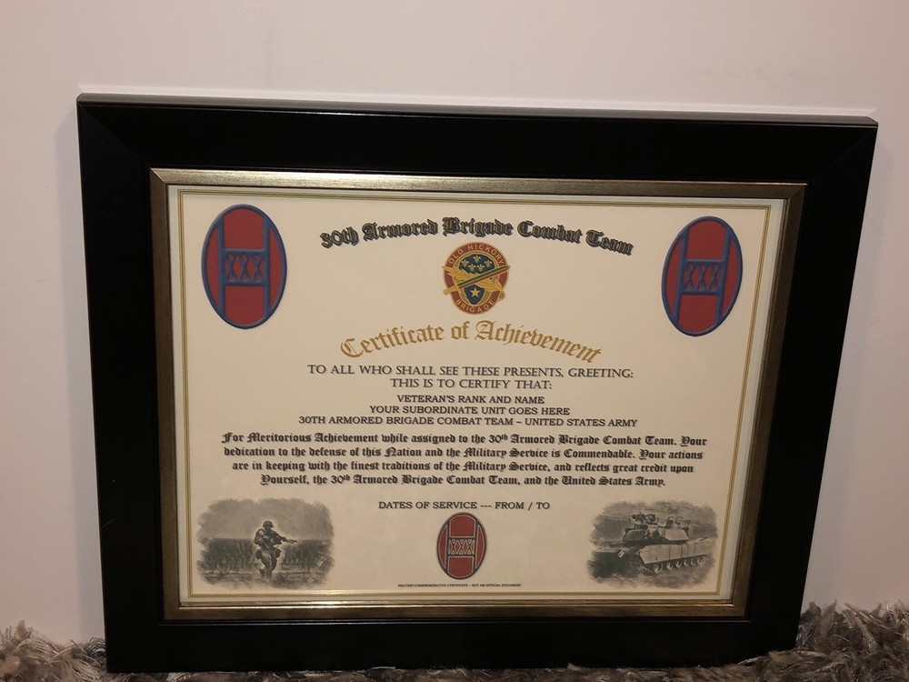 30TH ARMORED BRIGADE COMBAT TEAM - COA / (COMMEMORATIVE CERTIFICATE)