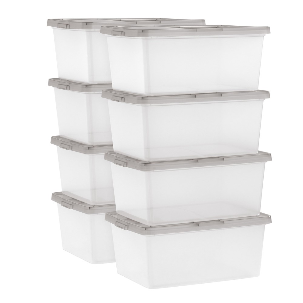 17 Qt. Plastic Storage Bins with Lids, Clear, Stackable Totes, Containers 8Pk