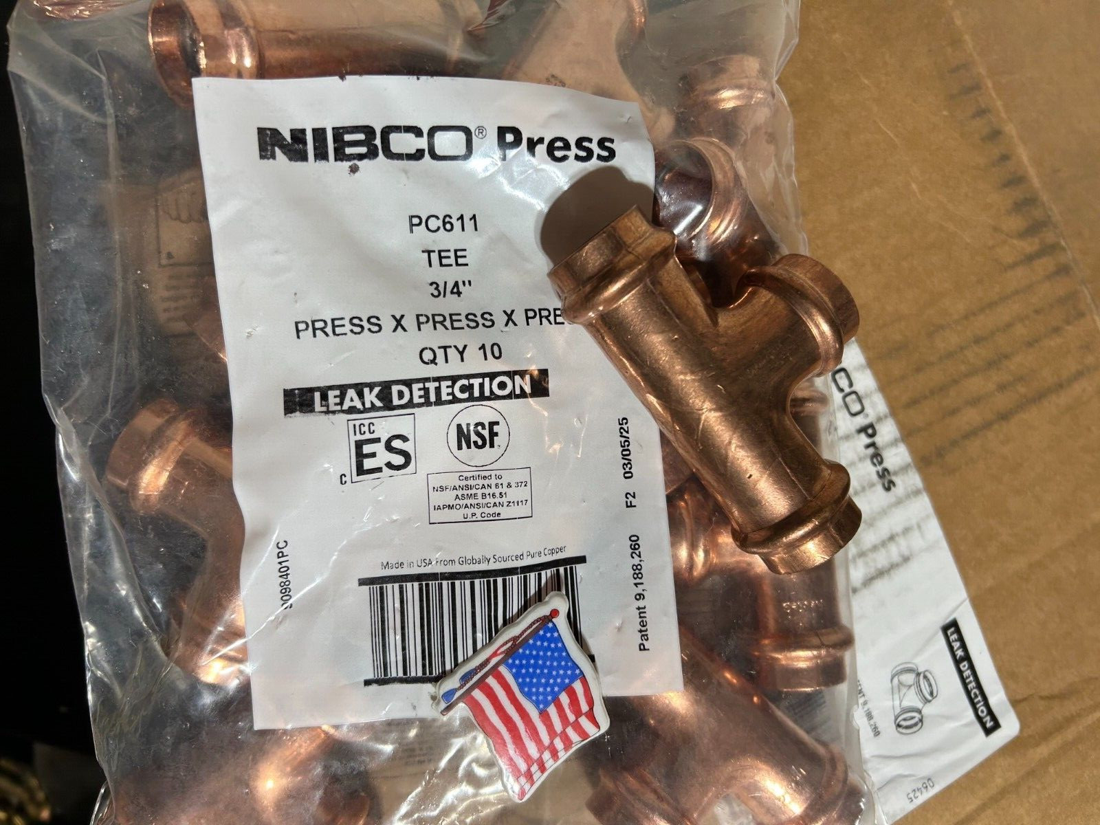 MADE IN USA 100 - NIBCO VIEGA PROPRESS TEES 3/4 " *NIB*