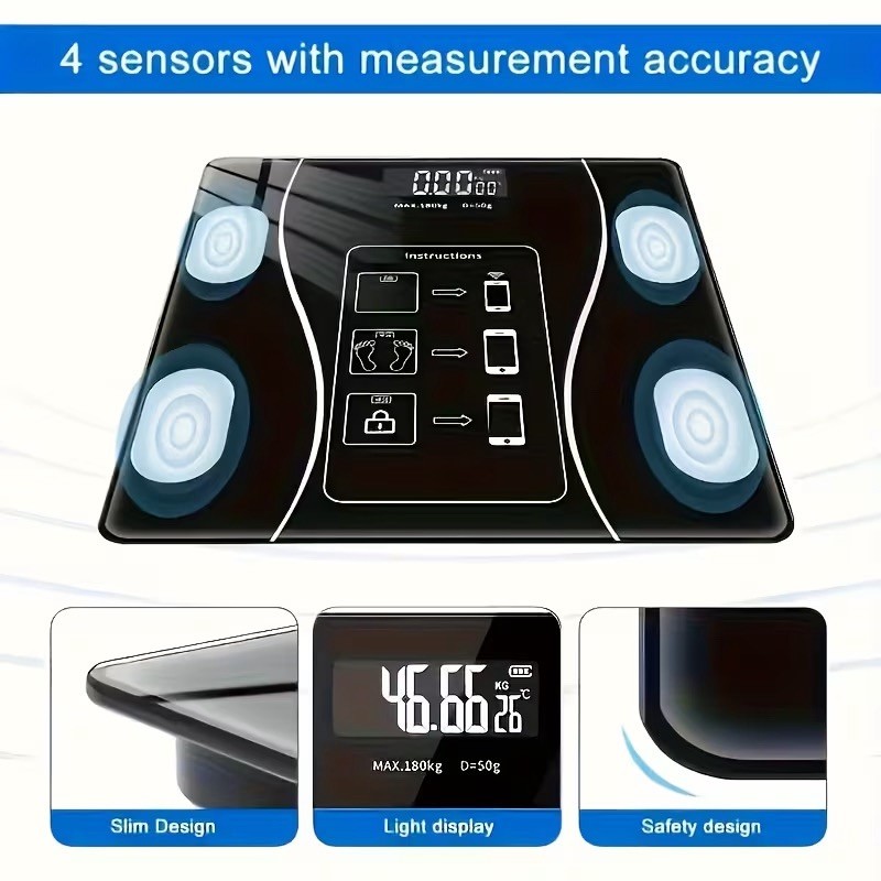 Smart Digital Weight Scale LED Display Body Composition Multi User