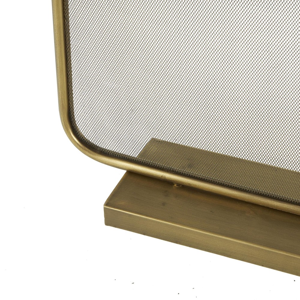 Metal Geometric 1 Panel Fireplace Screen with Rounded Edges and Rectangular B...