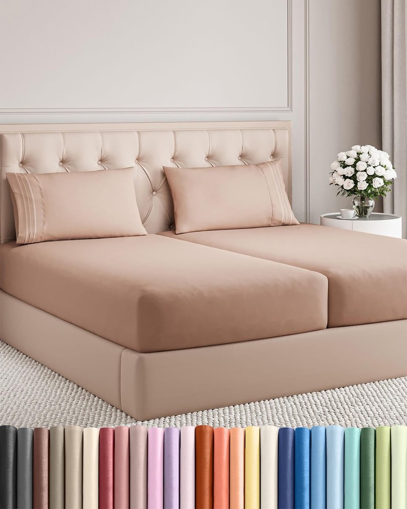 Split King Size 5 Piece Sheet Set Comfy Breathable & Cooling Bed Sheets Set